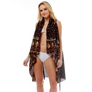 LOF Elegant Floral with Waist String Cover Up